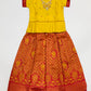 Charming Yellow Colored Embroidery Work Silk Langa Sets For Girls