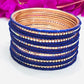 Appealing White Stoned Blue Colored Metal Bangles For Women