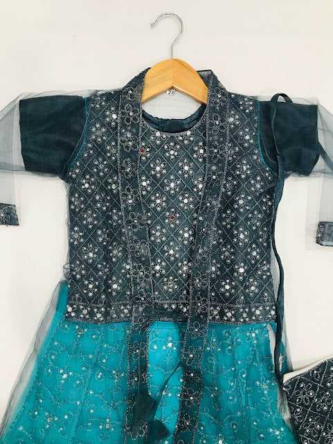 Gray Kids Lehenga Choli With Dupatta in Tempe