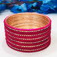 Beautiful Pink Colored Traditional Wear Metal Bangles For Women