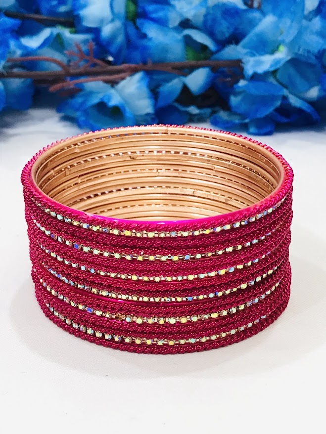 Beautiful Pink Colored Traditional Wear Metal Bangles For Women