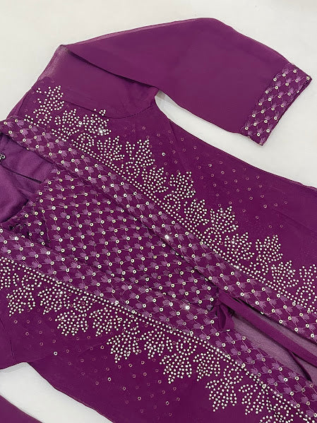 Wine Color Palazzo Suits With Stones And Sequins Work In Arizona