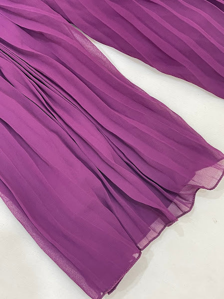 Wine Color Georgette Palazzo Suits In Douglas
