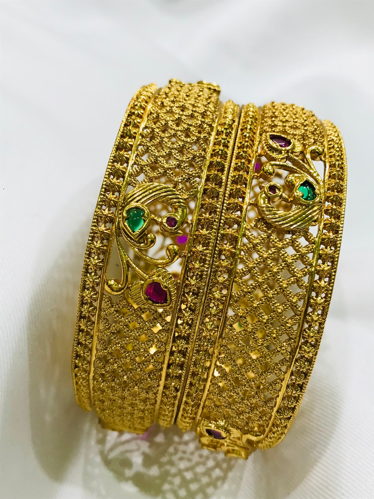 Antique Gold Bangle With Peacock Design Near Me