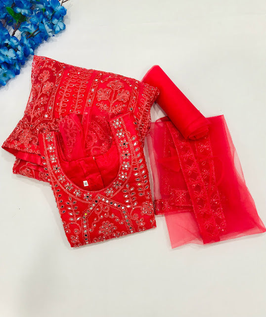 Charming Pink Colored Embroidery And Sequins Work Choli Sets For Girls