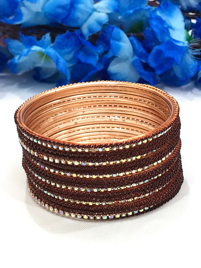 Beautiful Brown Colored Traditional Wear Bangle Set For Women