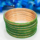 Beautiful Ethnic Wear Green Colored Metal Bangles For Women