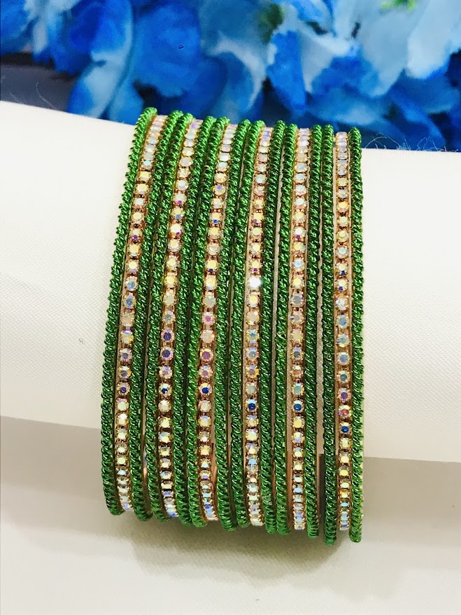 Beautiful Ethnic Wear Green Colored Metal Bangles Near Me