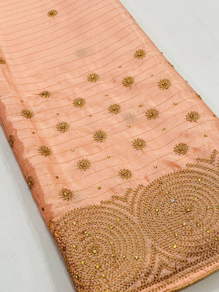 Appealing Pink Color Georgette Designer Saree With Exquisite Embroidery Work Near Me