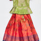 Appealing Green Colored Silk Pattu Langa Sets For Girls