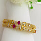 Modern Gold Plated Antique Bangles With Ruby And White Stones