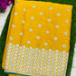 Gorgeous Yellow Color Designer Saree With Silver Embroidery Work