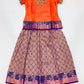 Elegant Orange Colored Silk Embroidery Work Langa Sets For Girls