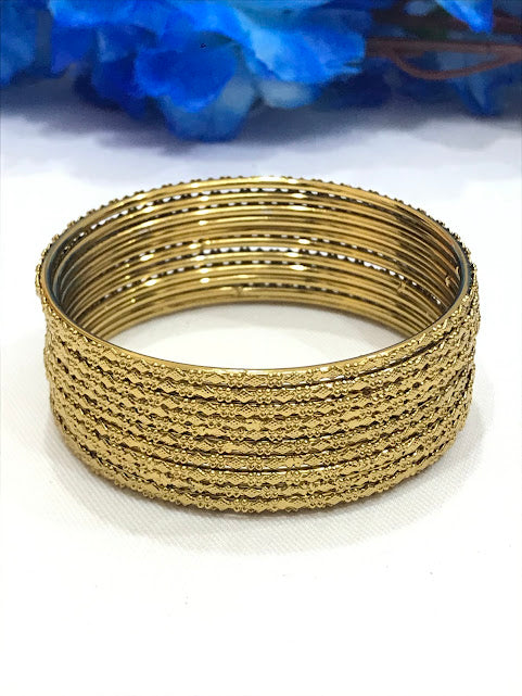 Pretty Gold Colored Traditional Wear Metal Bangles For Women