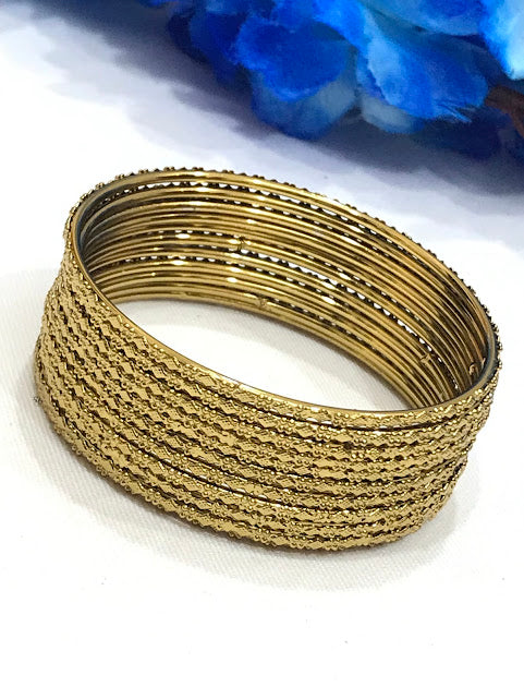 Pretty Gold Colored Traditional Wear Metal Bangles In USA