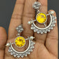 Gorgeous Yellow Color Designer Silver Oxidized Earrings For Women Near Me