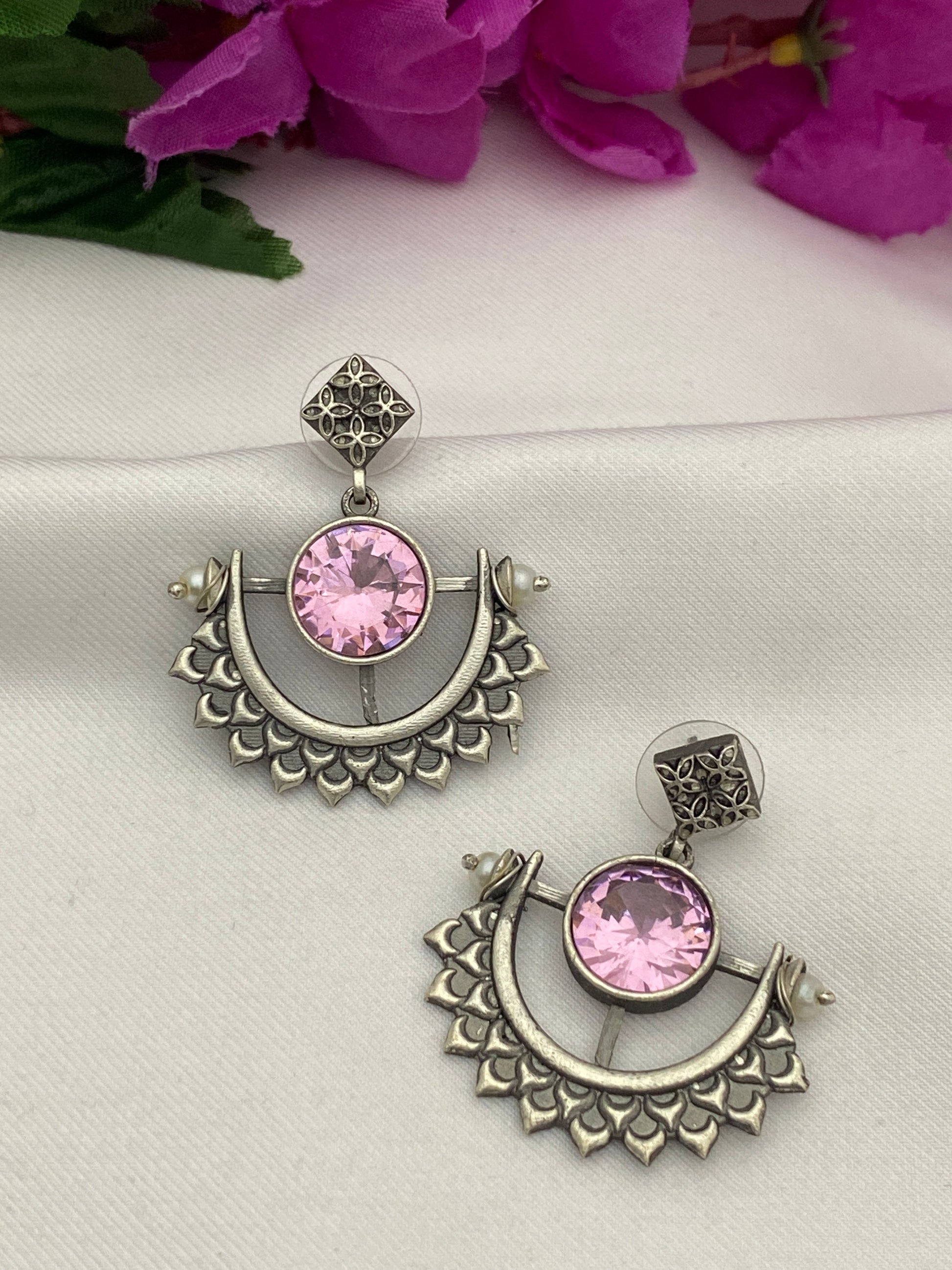 Pink Color Stoned Earring For Women in Chandler