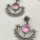 Gorgeous Oxidized With Pink Color Stoned Earring For Women