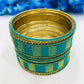 Elegant Teal Green Color Spiral Designer Metal Bangles For Women