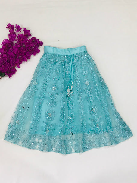 Beautiful Pink And Blue Party Wear Kids Choli Set With Mirror And Embroidery Work In Gilbert