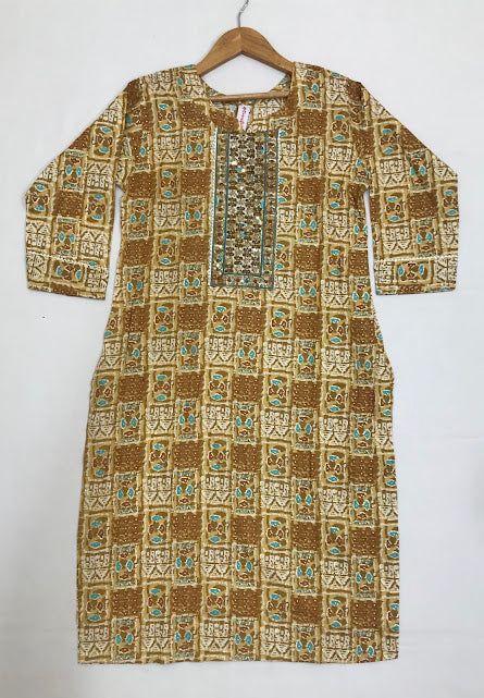 Yellow Color Rayon Kurti In Yuma