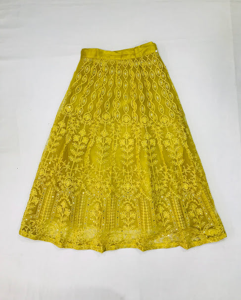 Dazzling Yellow Color Designer Net Lehenga Choli Set With Dupatta For Girls In Chandler