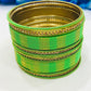 Attractive Green Colored Spiral Designed Metal Bangles For Women