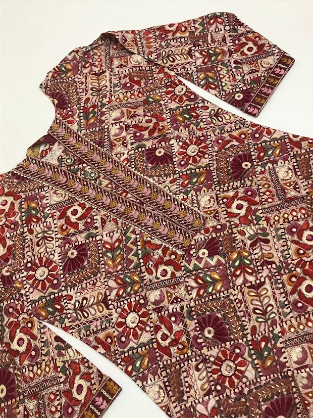 Multicolor Rayon With Embroidery And Sequins Work Kurti For Girls In Chandler
