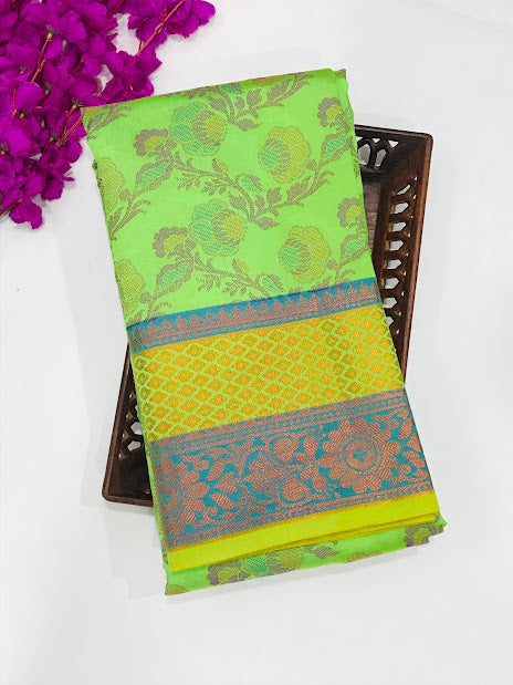 Green Color Designer Cotton Saree Near Me