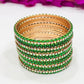 Appealing Green Colored Wave Design Designer Metal Bangles Set