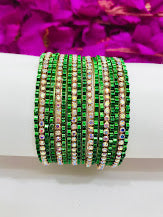 Appealing Green Colored Wave Design Designer Metal Bangles Set Near Me