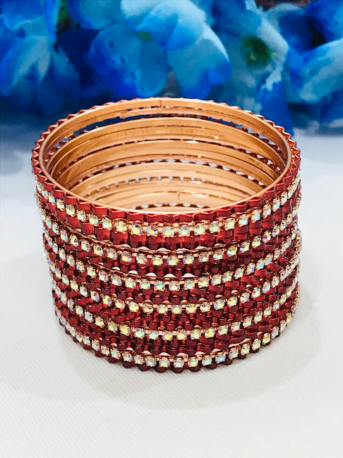 Charming Maroon Colored Designed Bangles For Girls