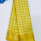 Gorgeous Yellow Color With Contrast Golden Pallu Silk Cotton Saree For Women