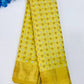 Gorgeous Yellow Color With Contrast Golden Pallu Silk Cotton Sarees For Women