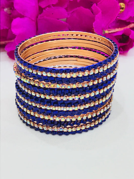 Beautiful Blue Color Fancy Designer Metal Bangles For Girls