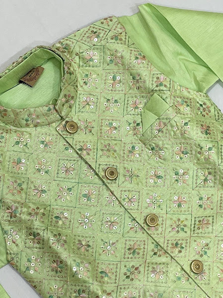 Pista Green Color Sherwani Suits With Sequins Work In Yuma