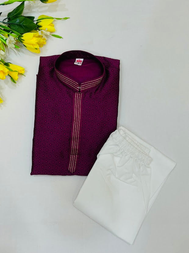 Stunning Purple Color Silk Embroidery And Zari Work Kurta Set Near Me