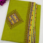 Dazzling Green Color Batik Printed Cotton Saree With Contrast Blouse Near Me