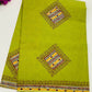 Dazzling Green Color Batik Printed Cotton Saree With Contrast Blouse