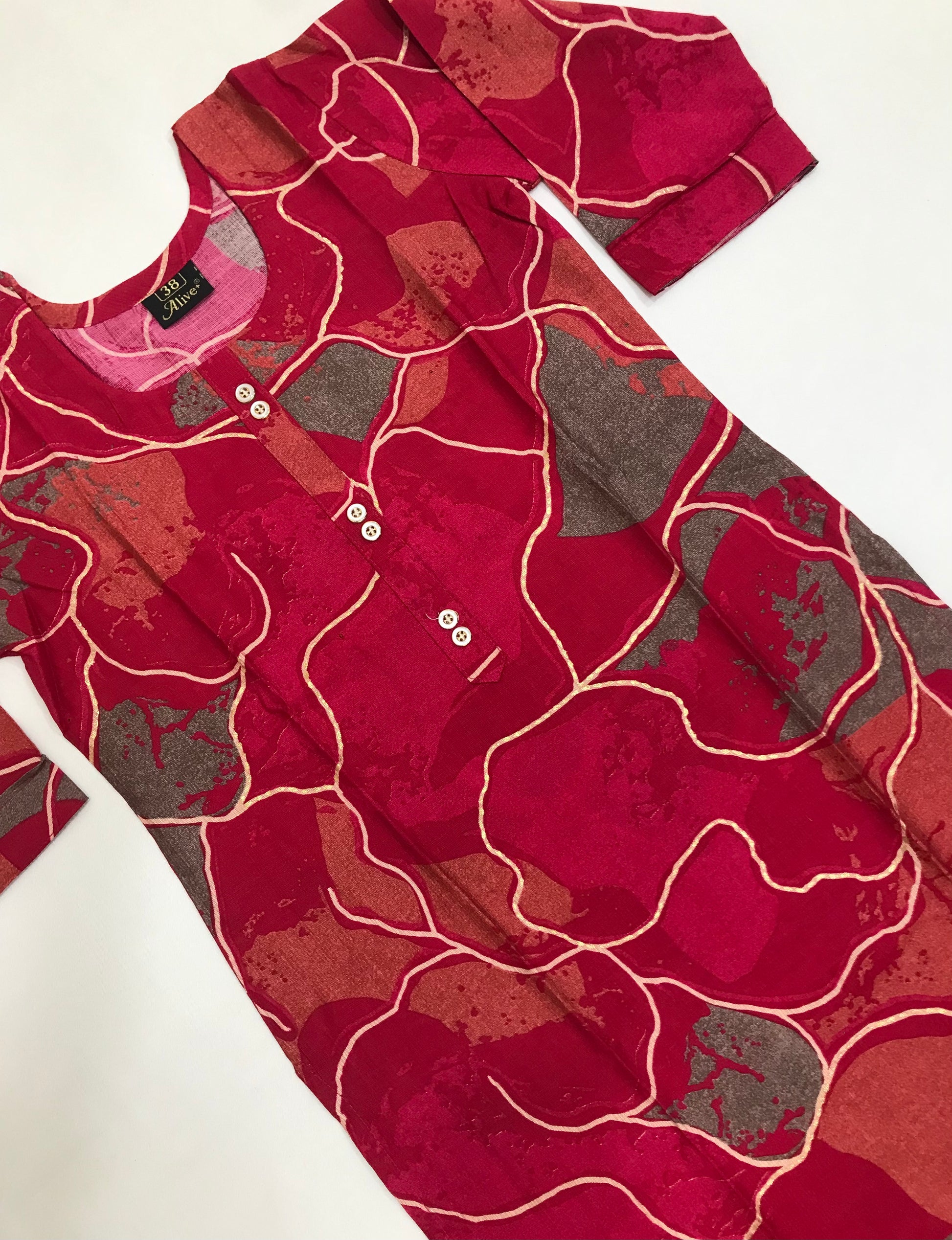 Pink Color With Printed Work Cotton Kurti In Mesa