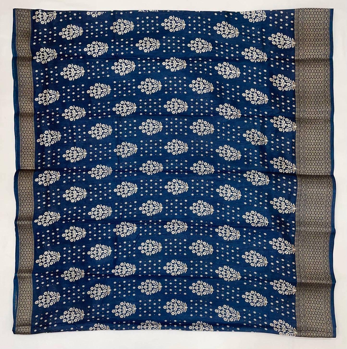 Blue Color Silk Cotton Saree With Printed Work In Chandler