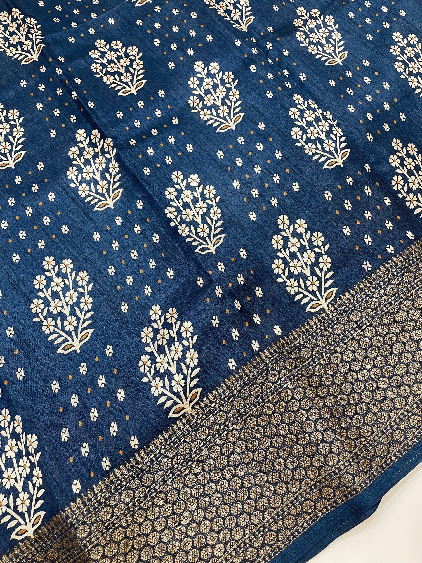 Blue Color Silk Cotton Saree With Printed Work In Mesa