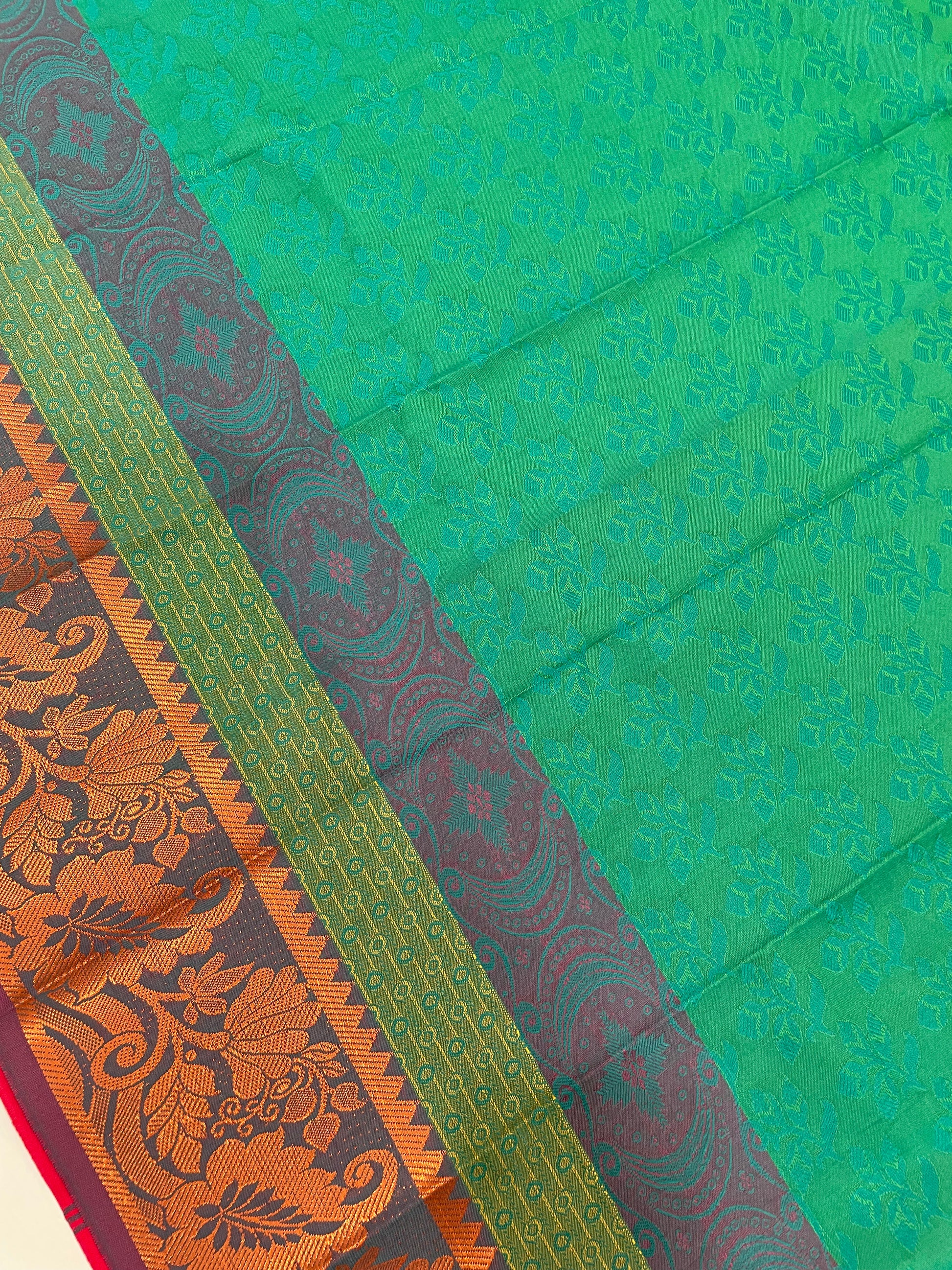 Green Color Art Silk Saree With Zari Work In Surprise