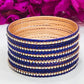 Attractive Blue Color Stone Work Party Wear Metal Bangles For Women