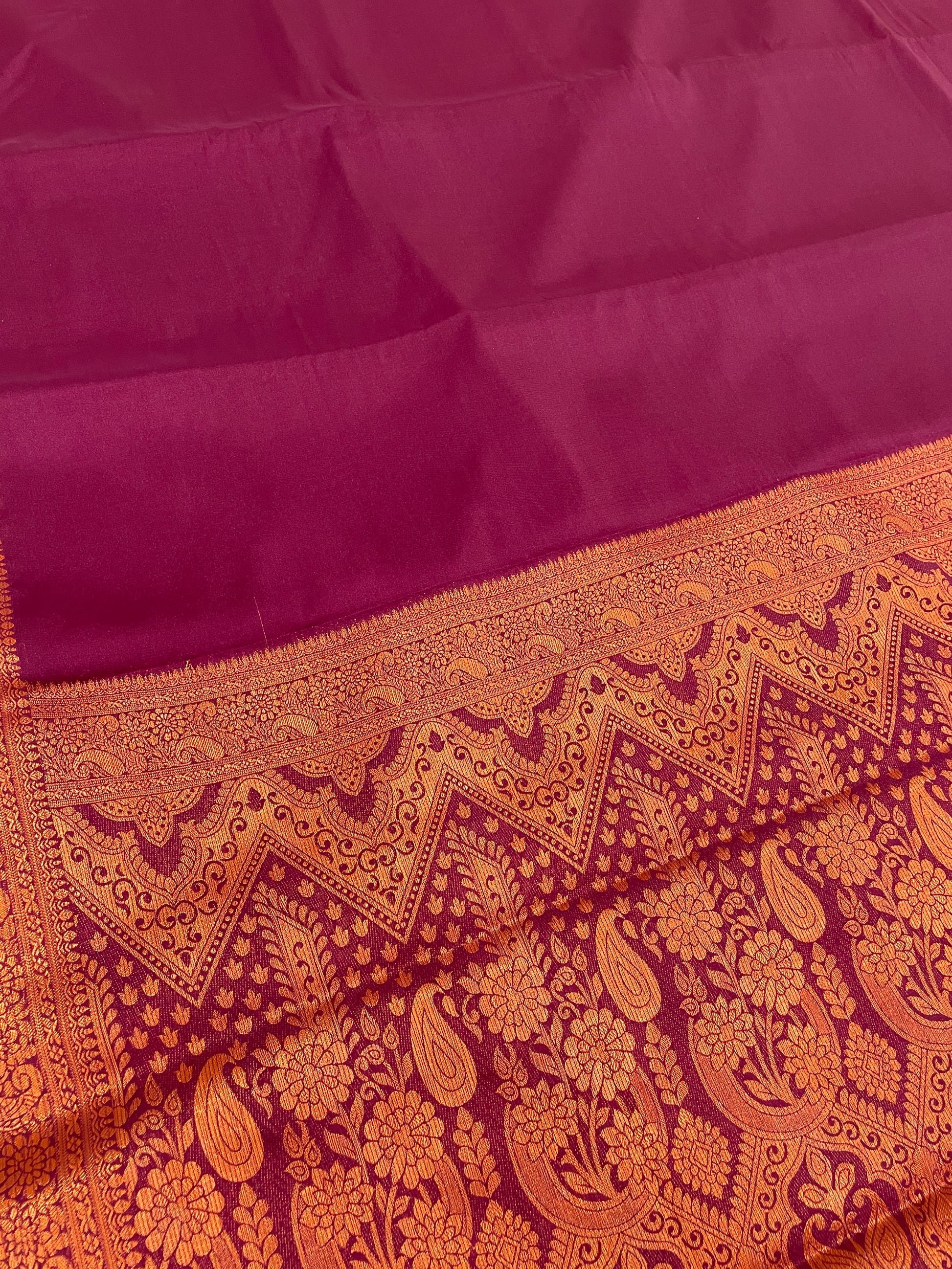 Maroon Color Mysore Silk Saree With Zari Work In Mesa
