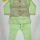 Wonderful Light Green Color Silk Cotton Sherwani And Jacket Suits With Embroidery Work For Boys