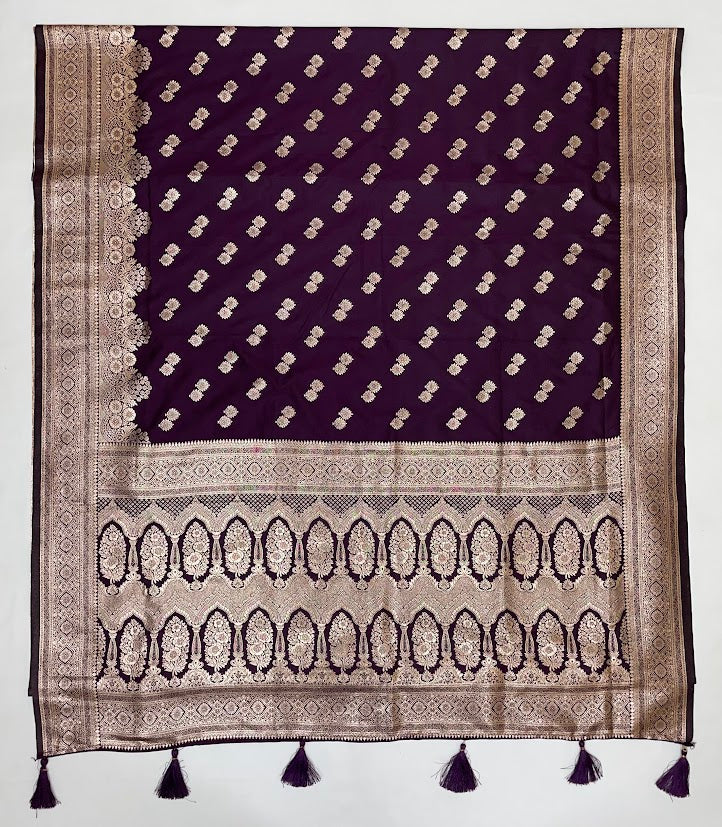Dark Purple Color Soft Silk Saree With Zari Work In Chandler