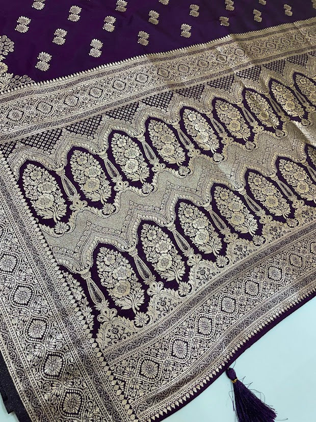 Dark Purple Color Soft Silk Saree In Tempe 