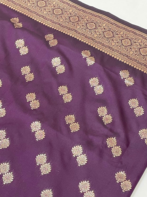 Stunning Dark Purple Color Soft Silk Saree In Phoenix