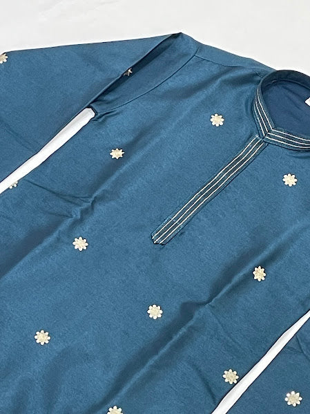 Teal Green Color Sequins Work Kurta Set In Tempe